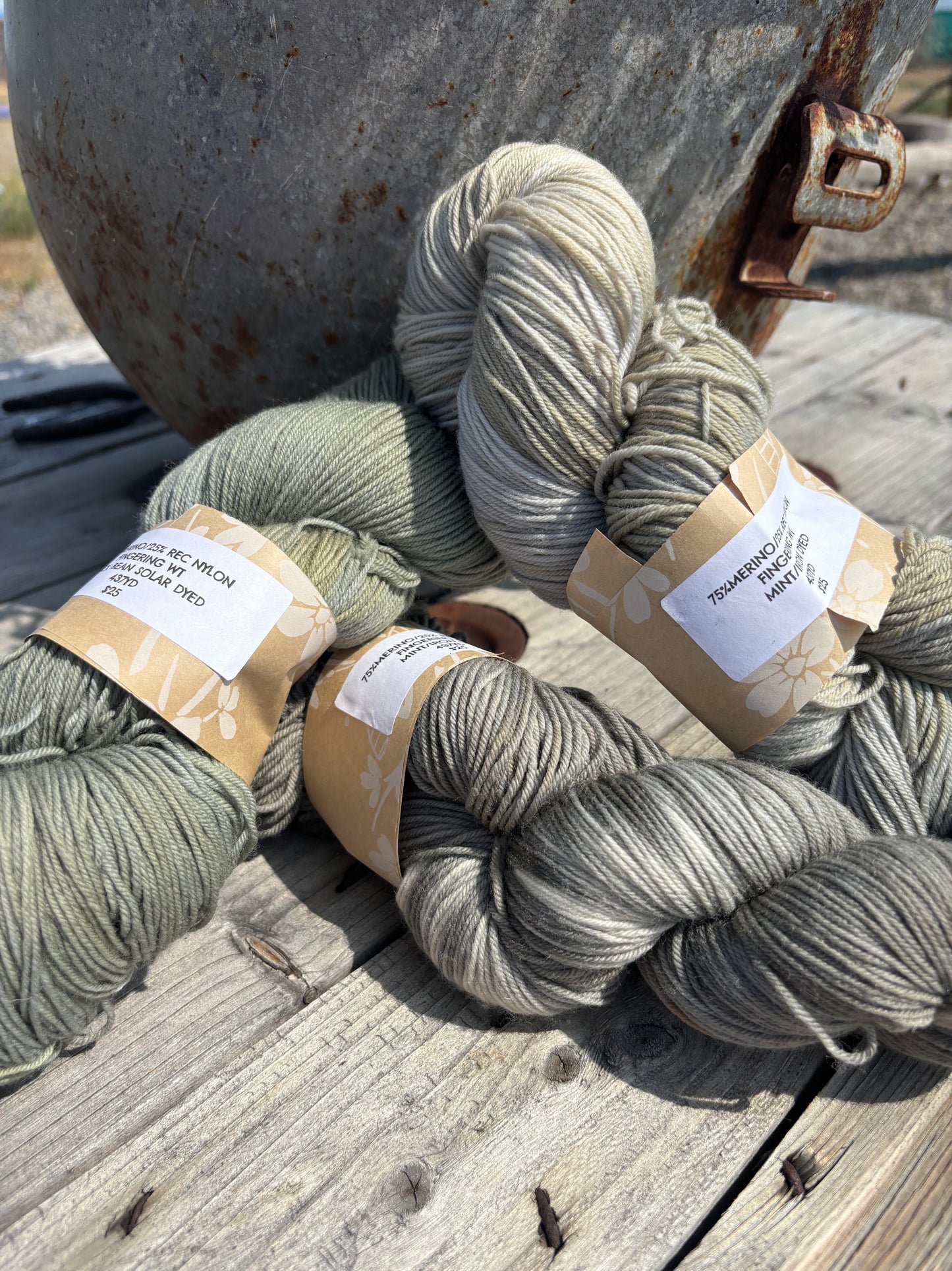 Natural Dyed Yarn Avocado Dyed Fingerling (3/4 Merino,1/4 Recycled Nylon) 437 yds