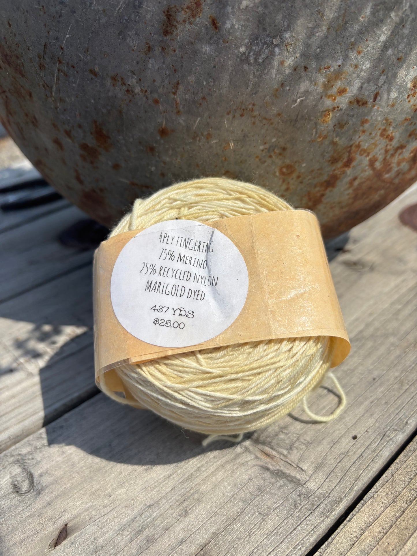 Natural Dyed Yarn-Merigold Dyed Fingerling (3/4 Merino, 1/4 Recycled Nylon) 437 yds