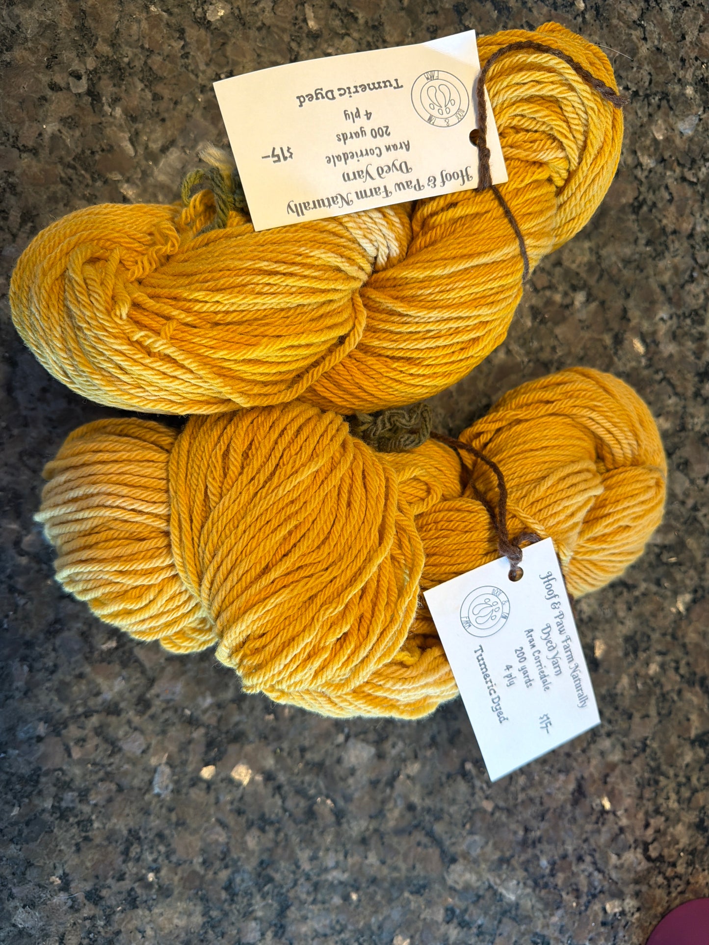 Aran Corriedale Naturally Dyed Yarn (Tumeric)
