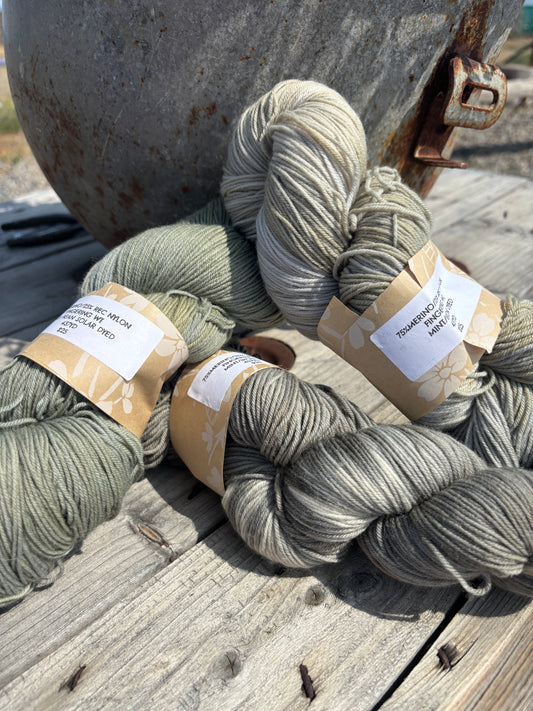 Natural Dyed Yarn Avocado Dyed Fingerling (3/4 Merino,1/4 Recycled Nylon) 437 yds
