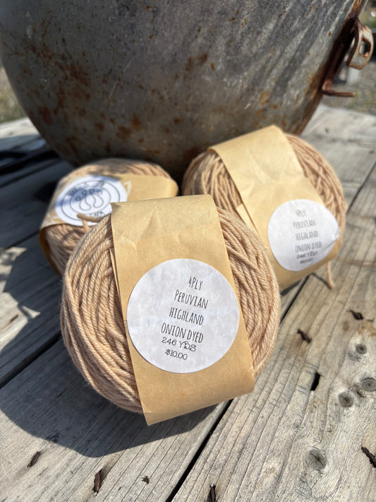 Natural Dyed Yarn-Onion Dyed 4ply Peruvian Highland 246yds