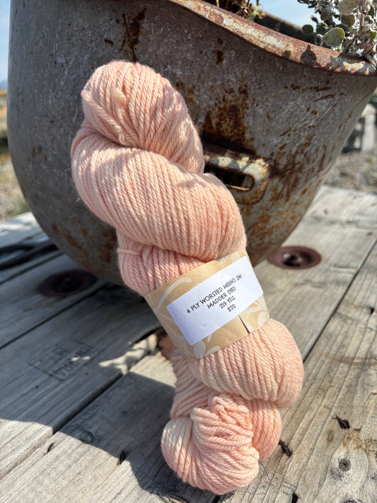 Natural Dyed Yarn Madder Dyed Worsted Merino 219 yds