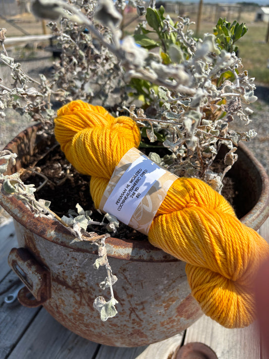 Natural Dyed Yarn Cochineal/Tumeric Dyed Peruvian Highland Worsted 246yds