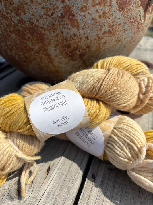 Natural Dyed Yarn Onion Dyed 4 Ply Worsted Peruvian Highland 246yds